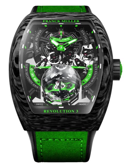 FRANCK MULLER Vanguard Revolution 3 Skeleton Carbon - Green V50 REV 3 PR SQT CARBONE NR (VR) Replica Watch